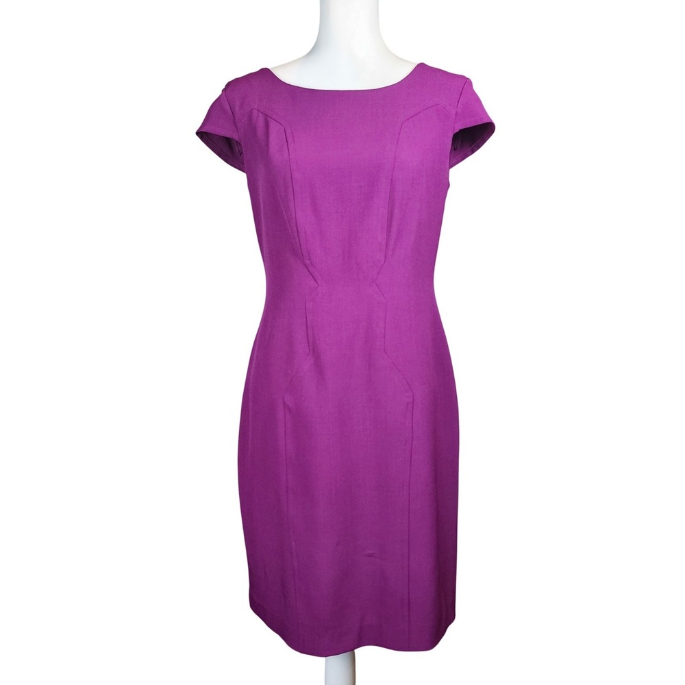 Chetta B Sheath Dress Womens 6 Dark Magenta Seam Detail Office Business Vintage
